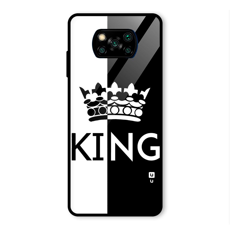 Aesthetic Crown King Glass Back Case for Poco X3 Pro
