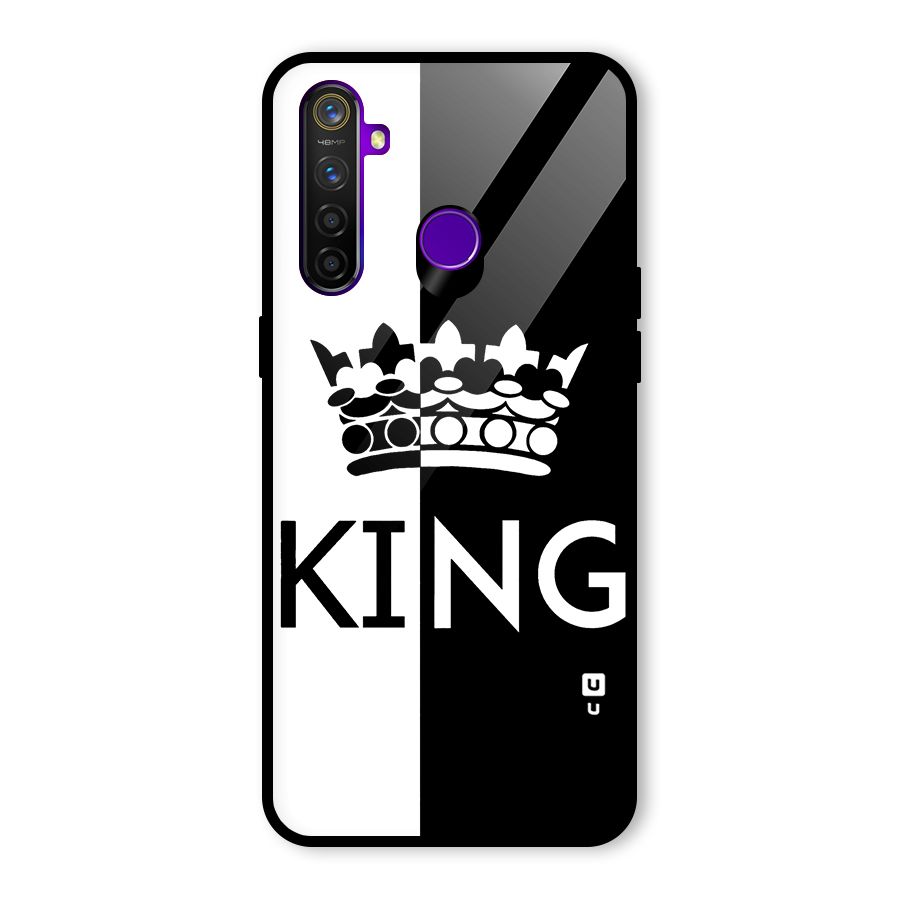 Aesthetic Crown King Glass Back Case for Realme 5 Pro