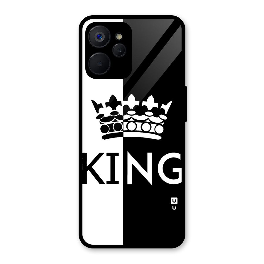 Aesthetic Crown King Glass Back Case for Realme 9i 5G