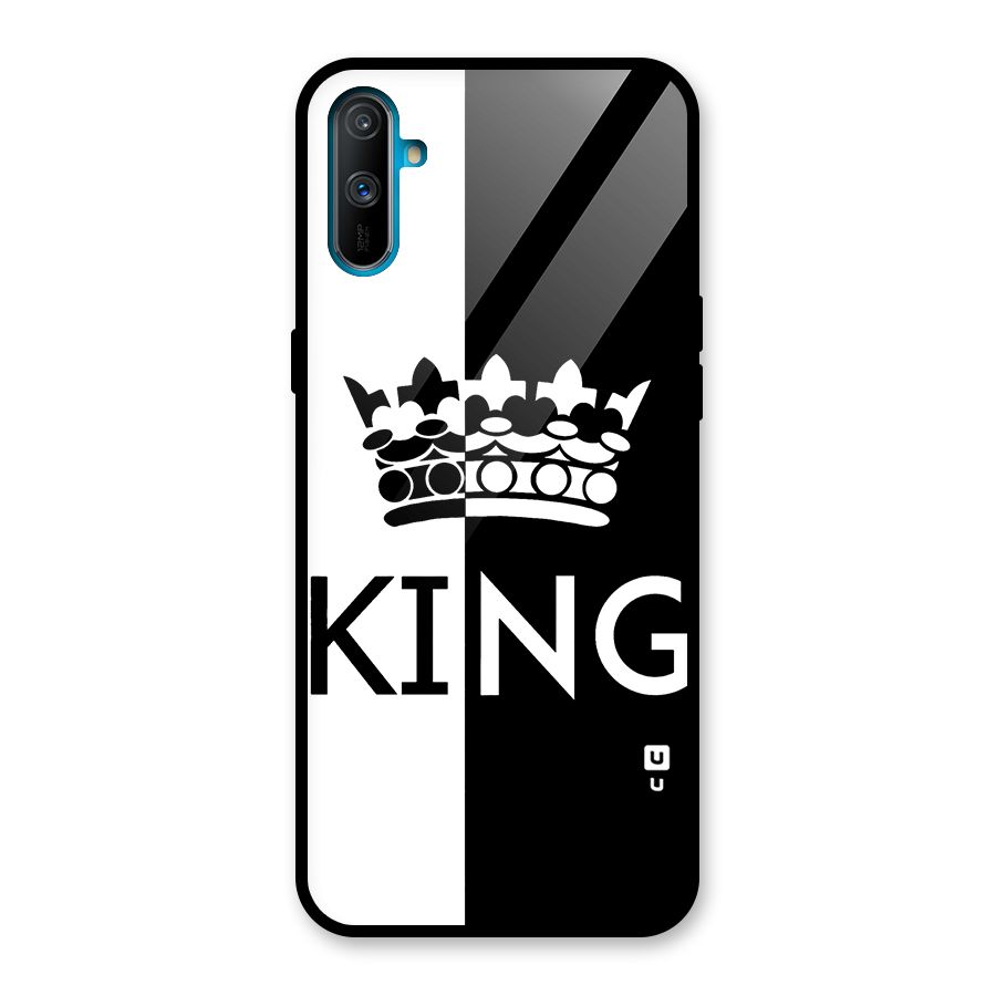 Aesthetic Crown King Glass Back Case for Realme C3