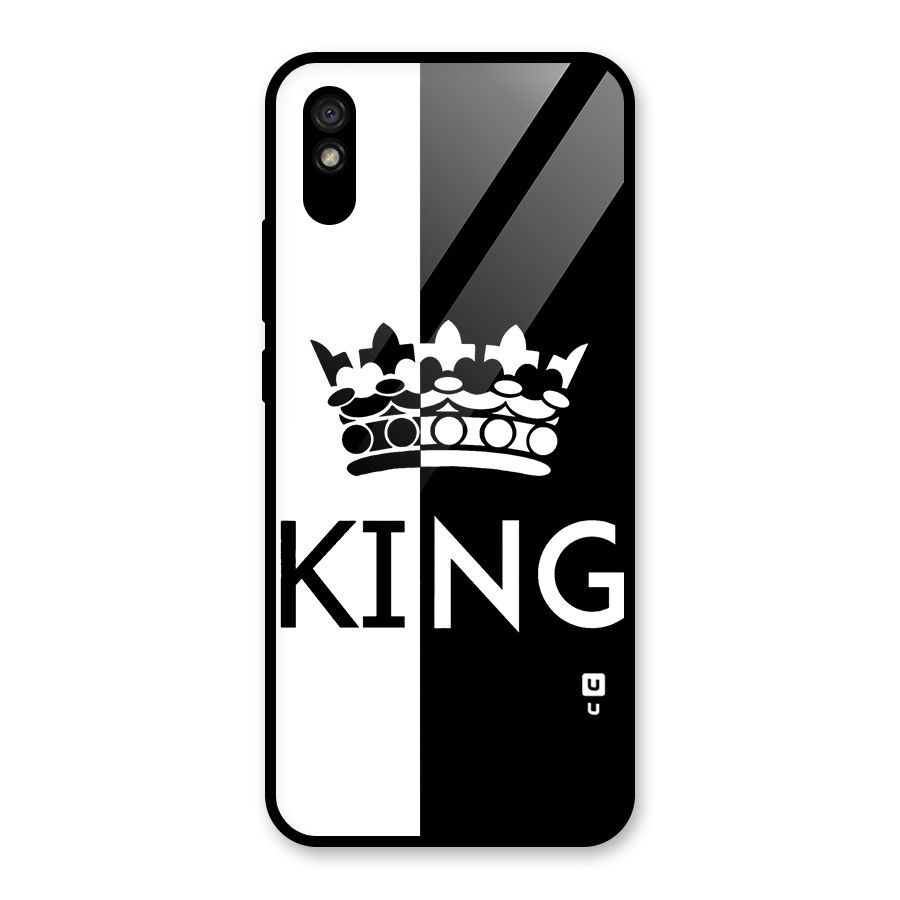 Aesthetic Crown King Glass Back Case for Redmi 9i