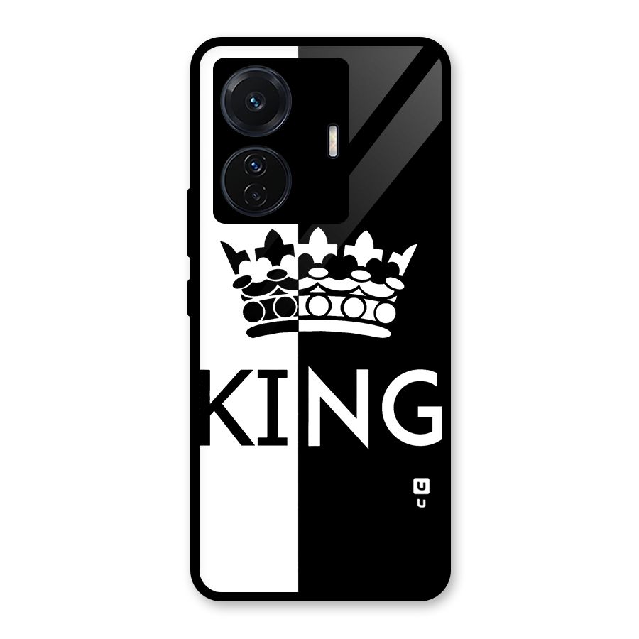 Aesthetic Crown King Glass Back Case for Vivo T1 Pro