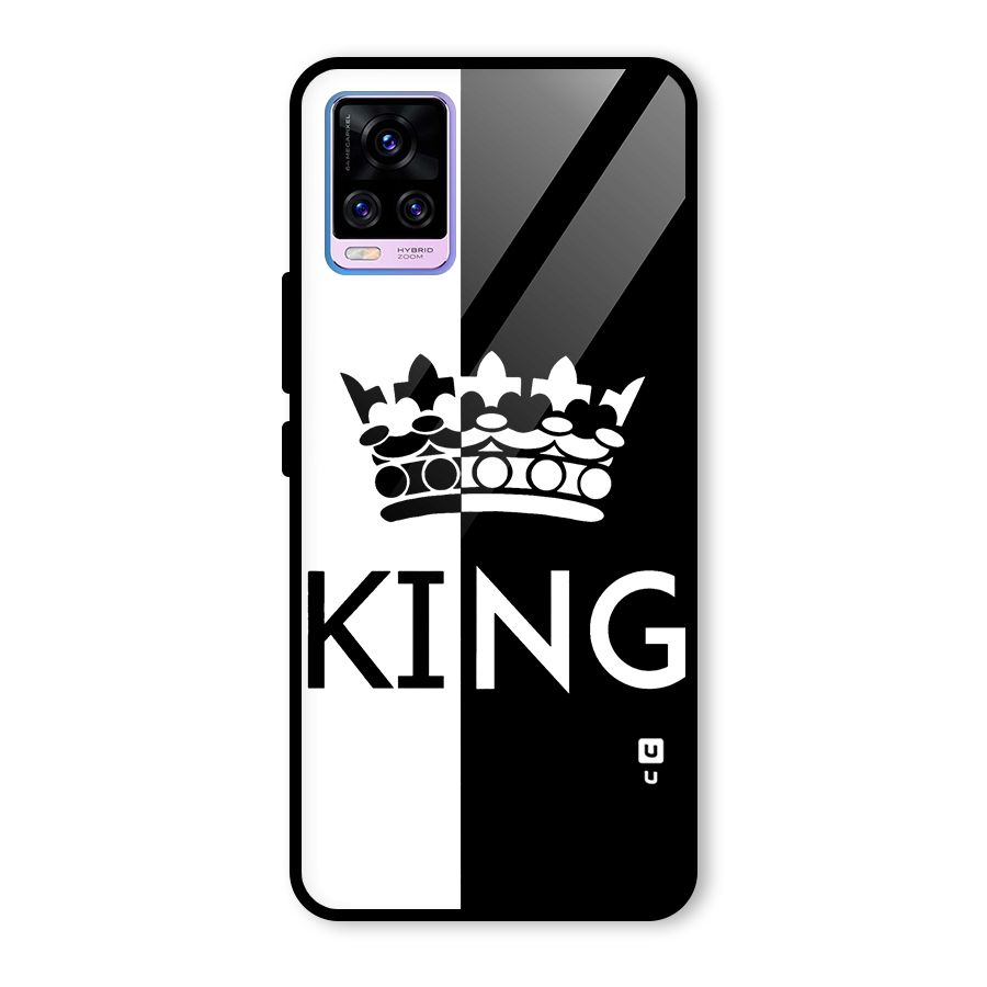 Aesthetic Crown King Glass Back Case for Vivo V20 Pro