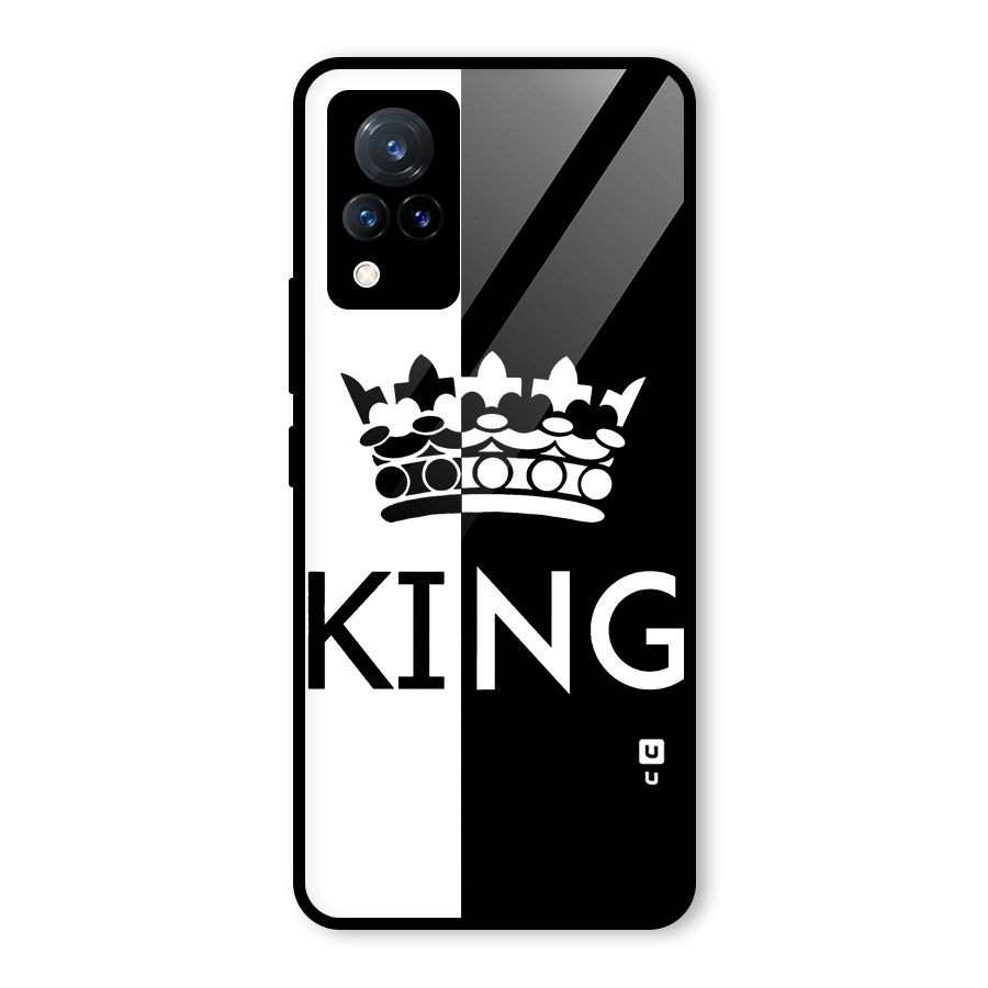 Aesthetic Crown King Glass Back Case for Vivo V21 5G