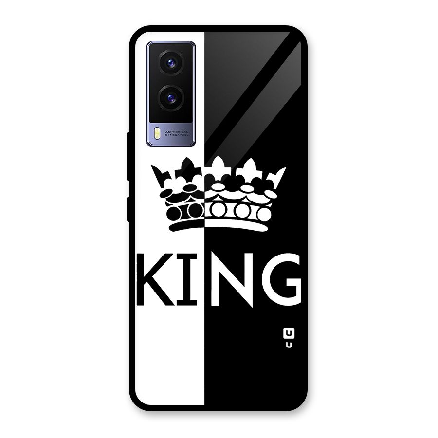 Aesthetic Crown King Glass Back Case for Vivo V21e 5G
