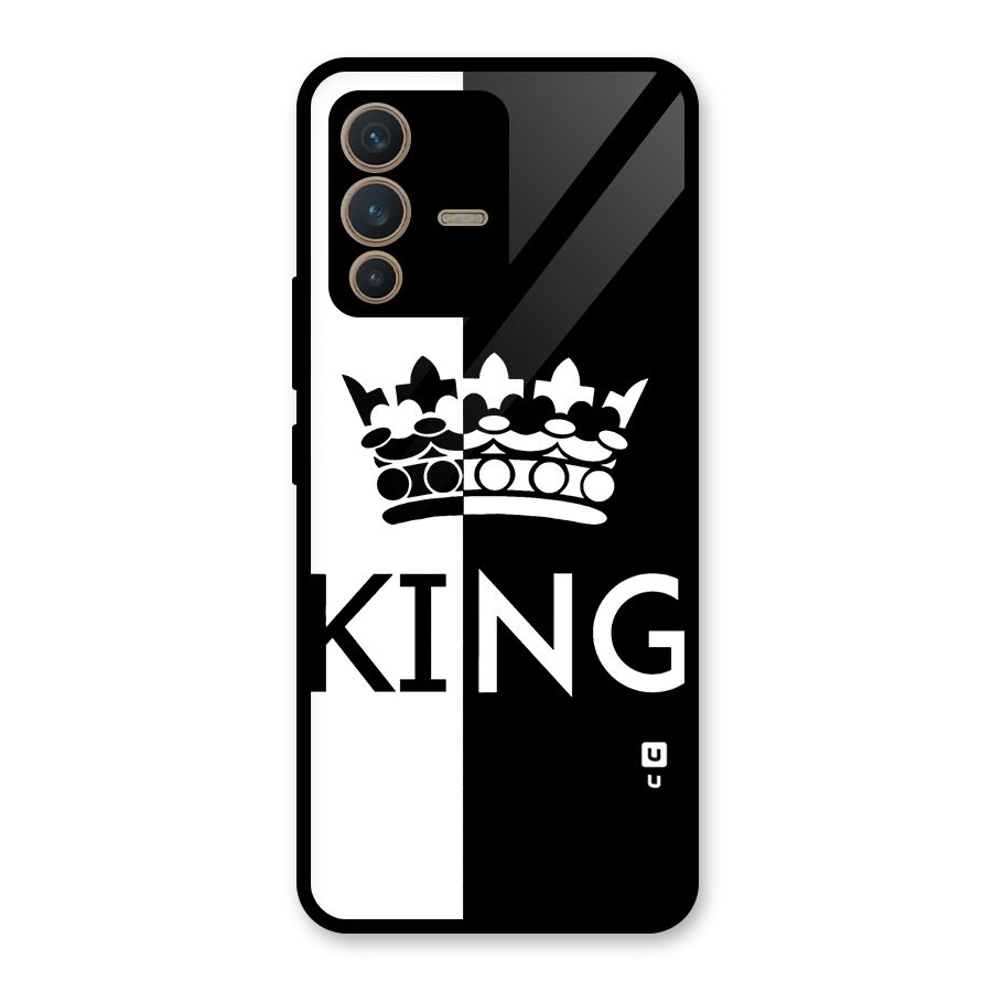 Aesthetic Crown King Glass Back Case for Vivo V23 5G