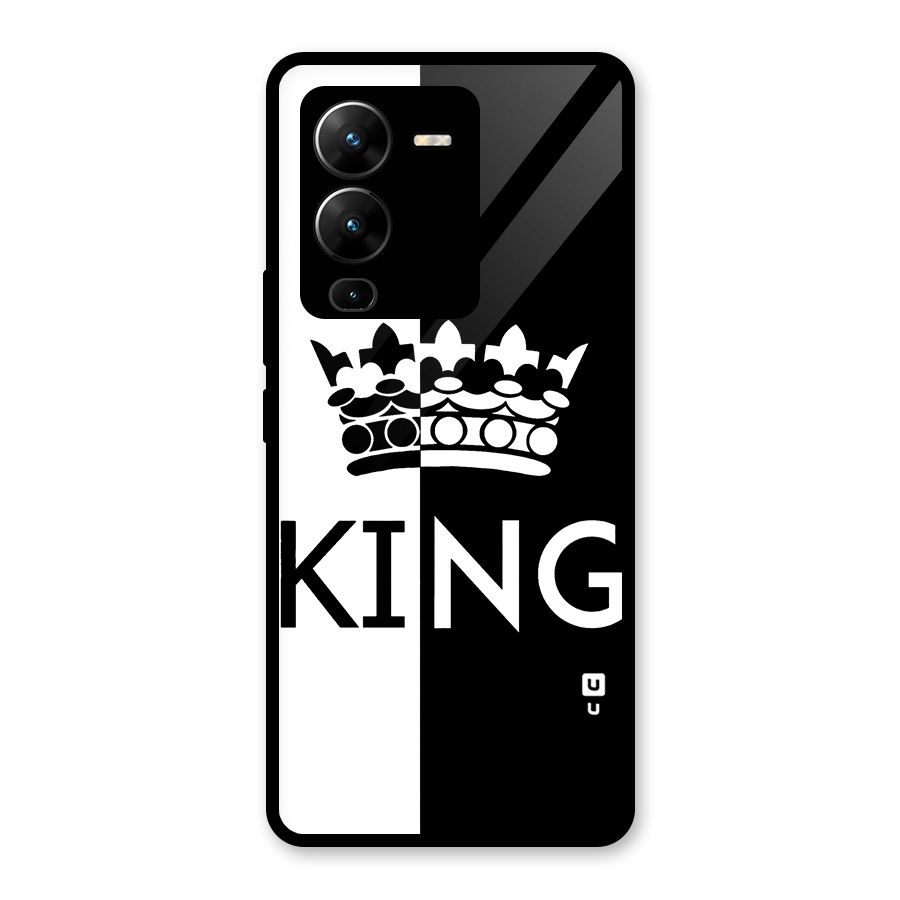 Aesthetic Crown King Glass Back Case for Vivo V25 Pro