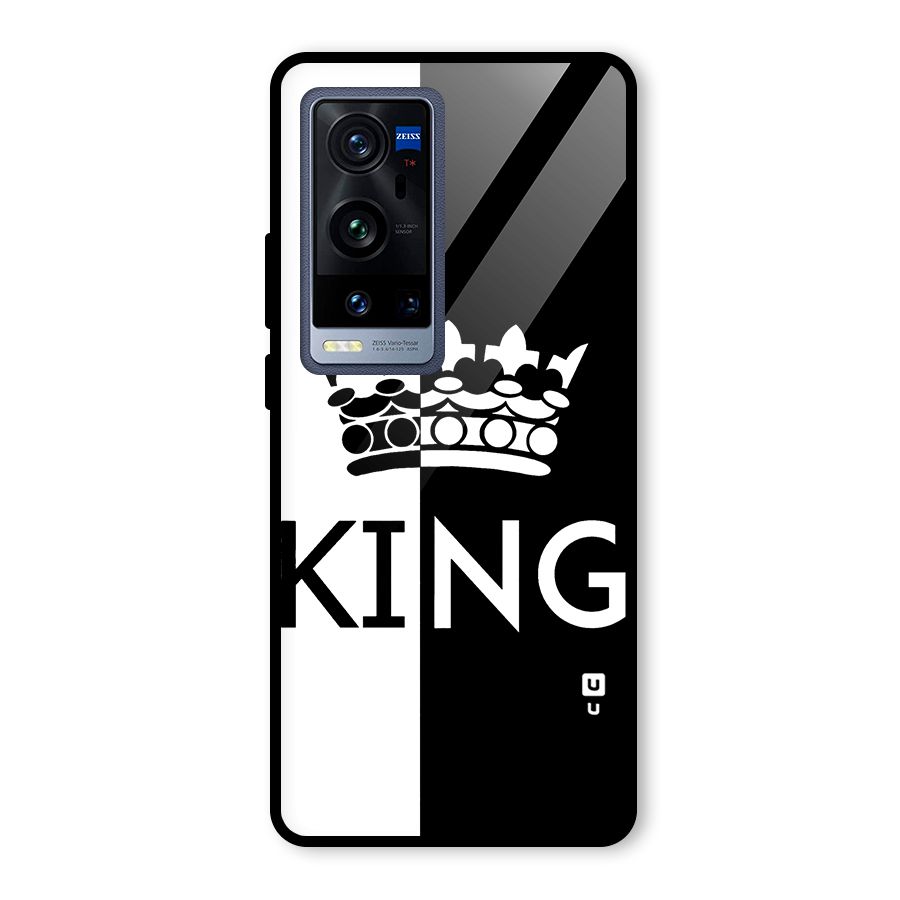 Aesthetic Crown King Glass Back Case for Vivo X60 Pro Plus