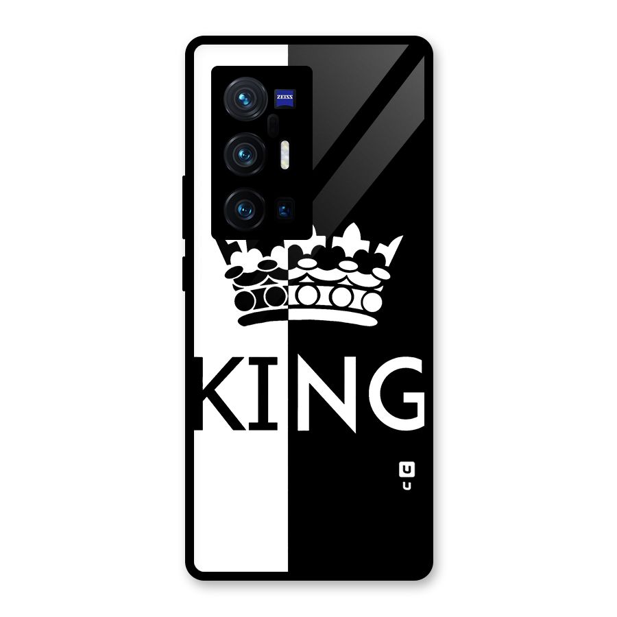 Aesthetic Crown King Glass Back Case for Vivo X70 Pro Plus