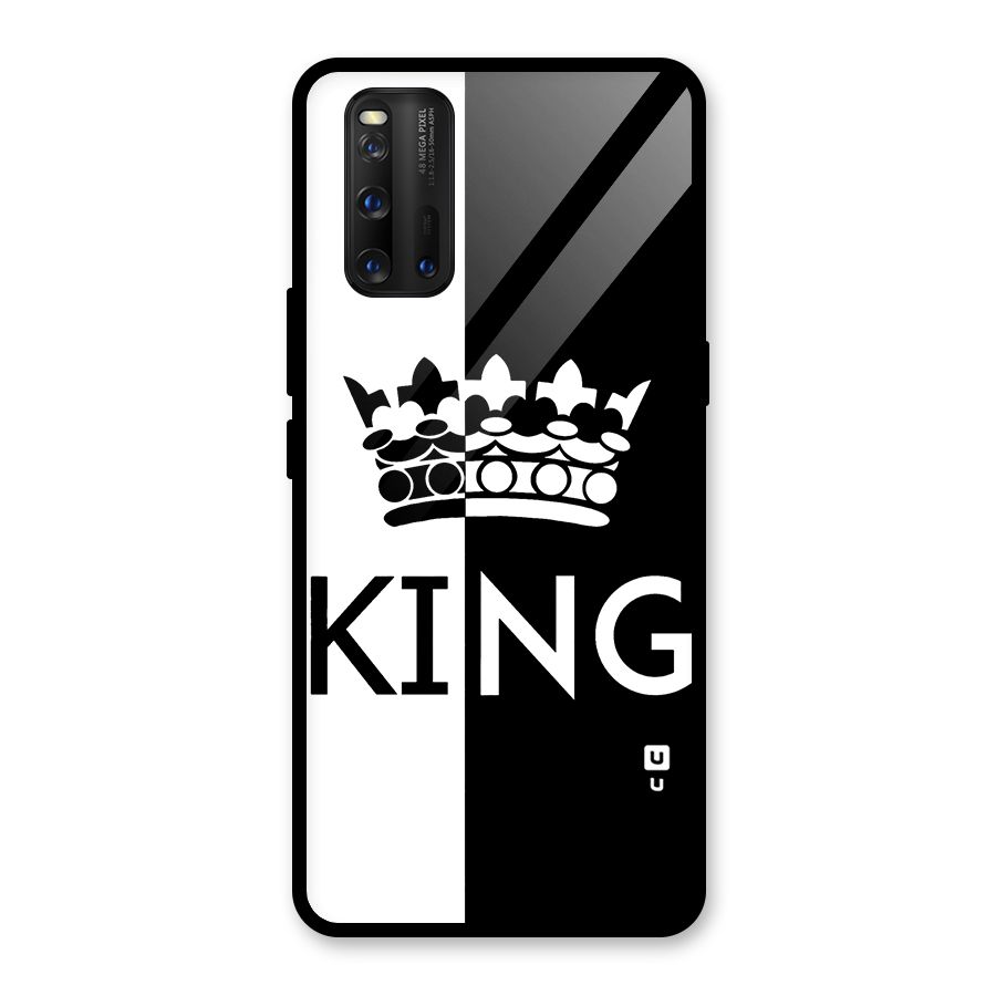 Aesthetic Crown King Glass Back Case for Vivo iQOO 3