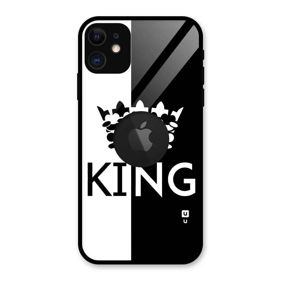 Aesthetic Crown King Glass Back Case for iPhone 11 Logo Cut