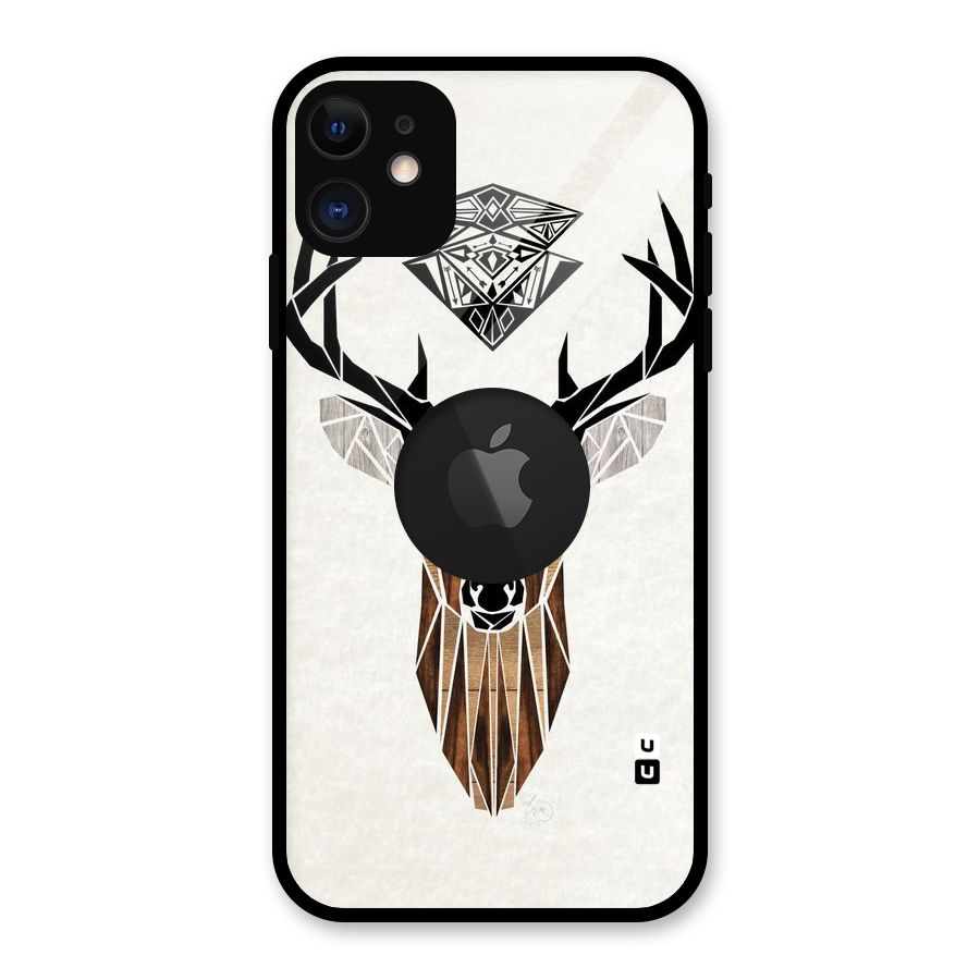 Aesthetic Deer Design Glass Back Case for iPhone 11 Logo Cut
