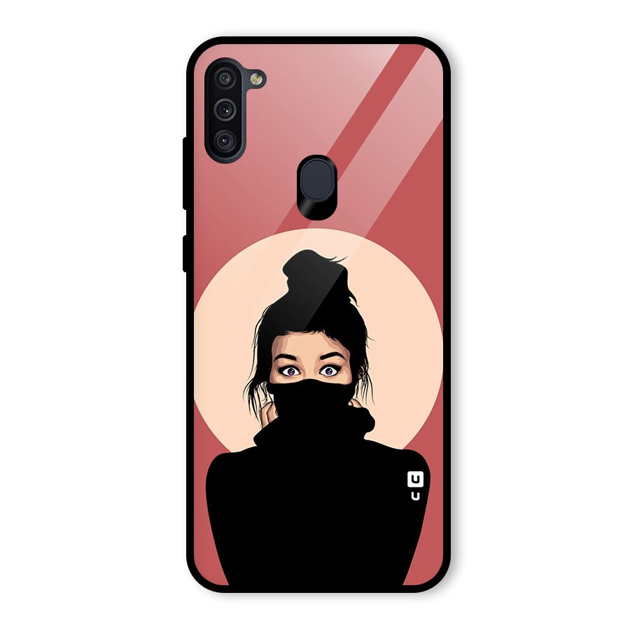 Aesthetic Digital Art Girl Glass Back Case for Galaxy M11