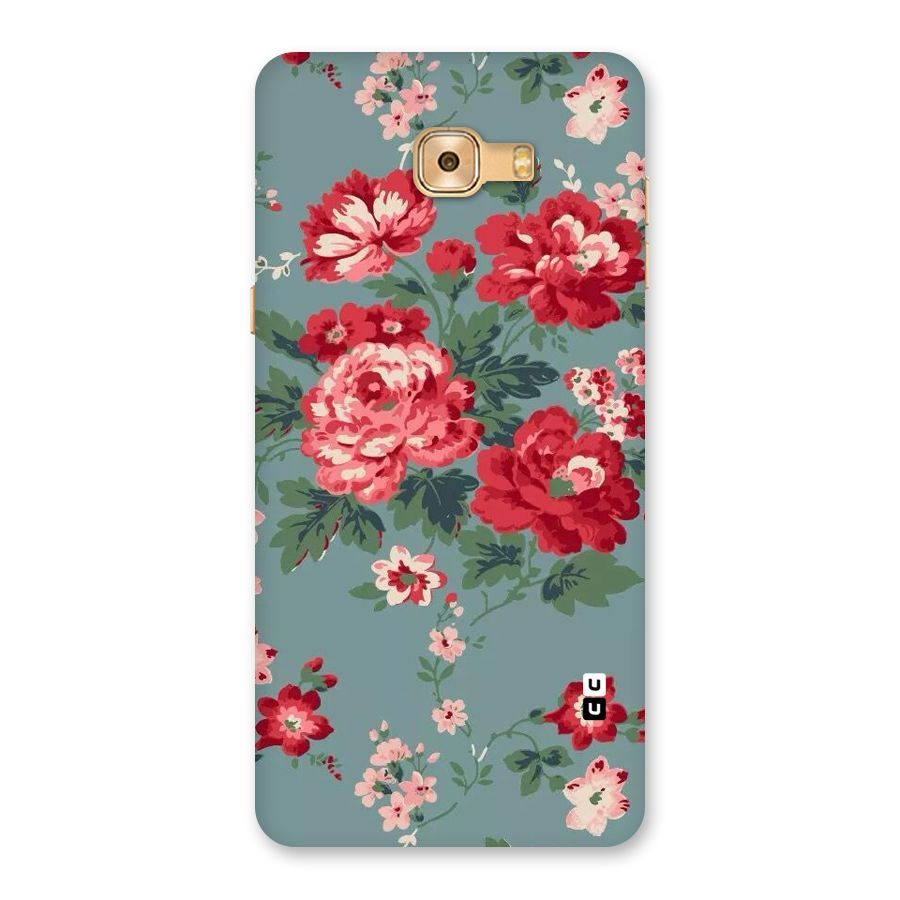 Aesthetic Floral Red Back Case for Galaxy C9 Pro