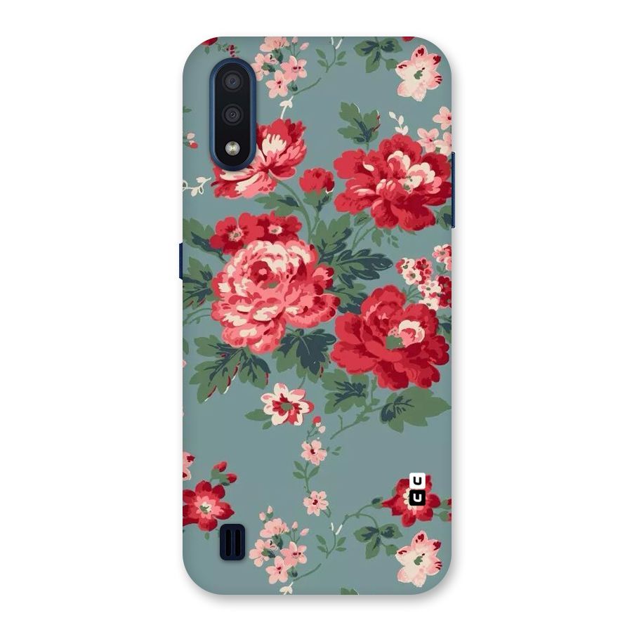 Aesthetic Floral Red Back Case for Galaxy M01