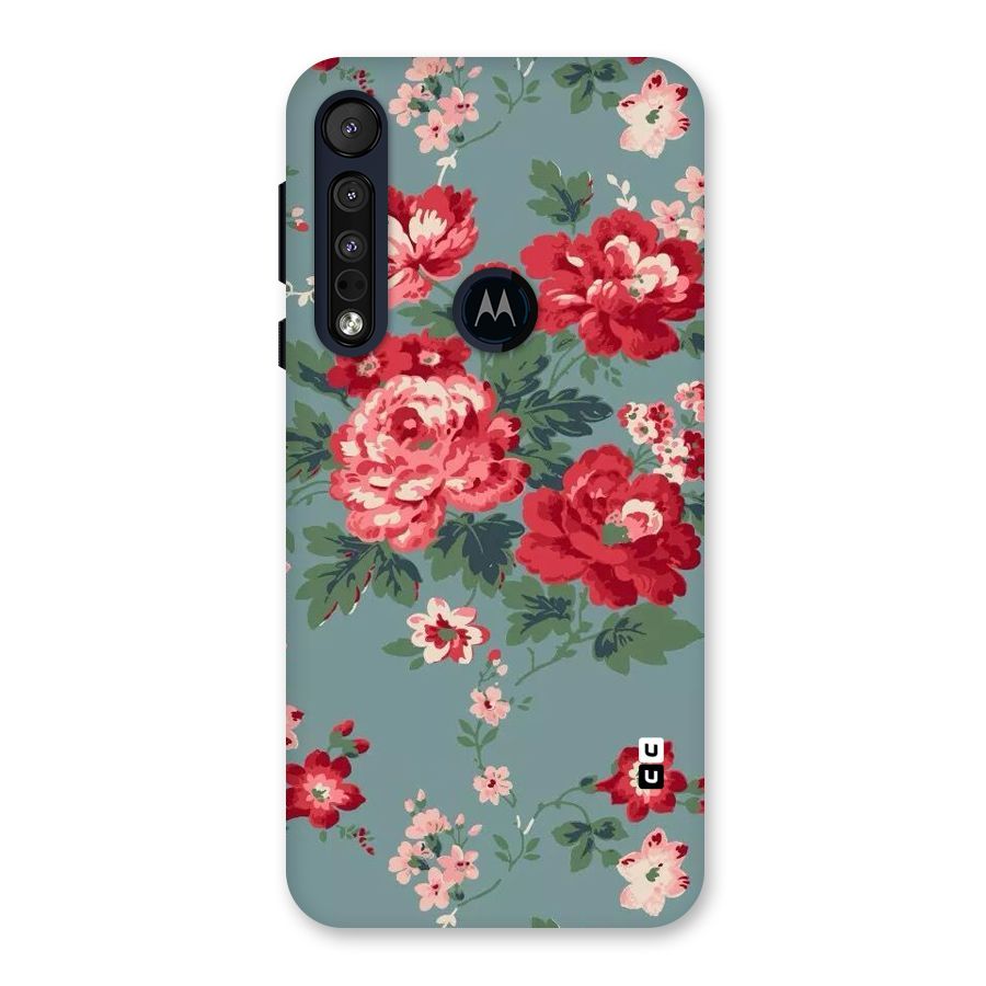 Aesthetic Floral Red Back Case for Motorola One Macro