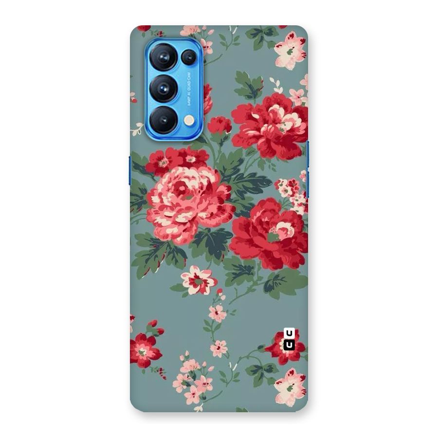 Aesthetic Floral Red Back Case for Oppo Reno5 Pro 5G