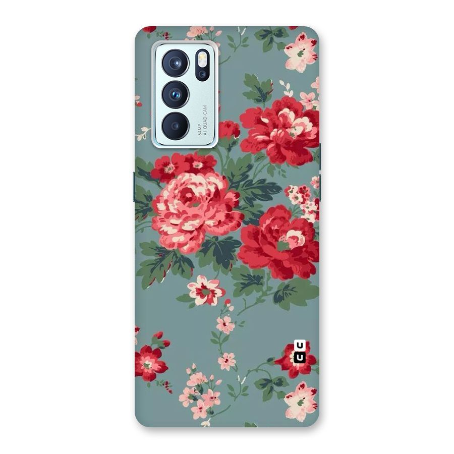 Aesthetic Floral Red Back Case for Oppo Reno6 Pro 5G