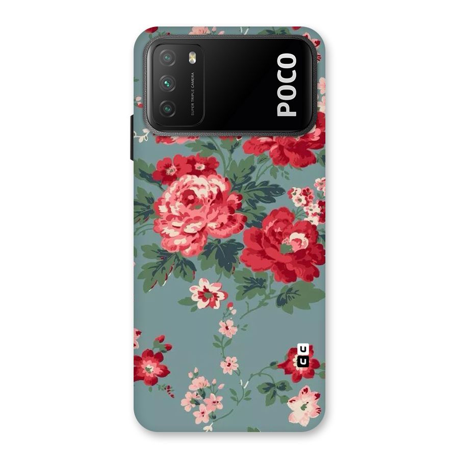 Aesthetic Floral Red Back Case for Poco M3
