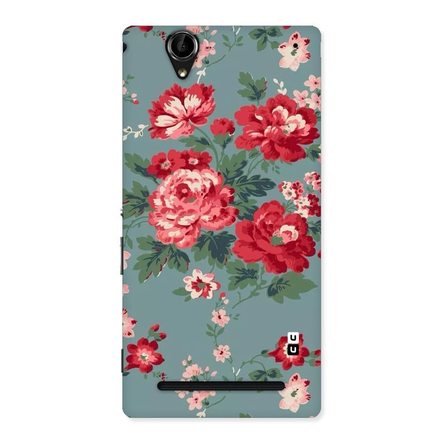 Aesthetic Floral Red Back Case for Sony Xperia T2
