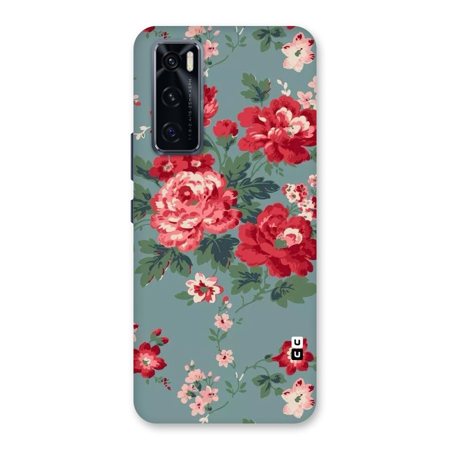 Aesthetic Floral Red Back Case for Vivo V20 SE