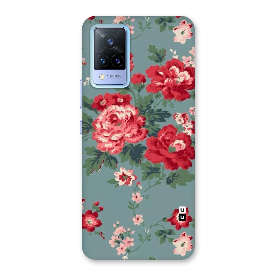 Aesthetic Floral Red Back Case for Vivo V21 5G