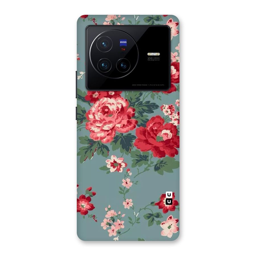 Aesthetic Floral Red Back Case for Vivo X80