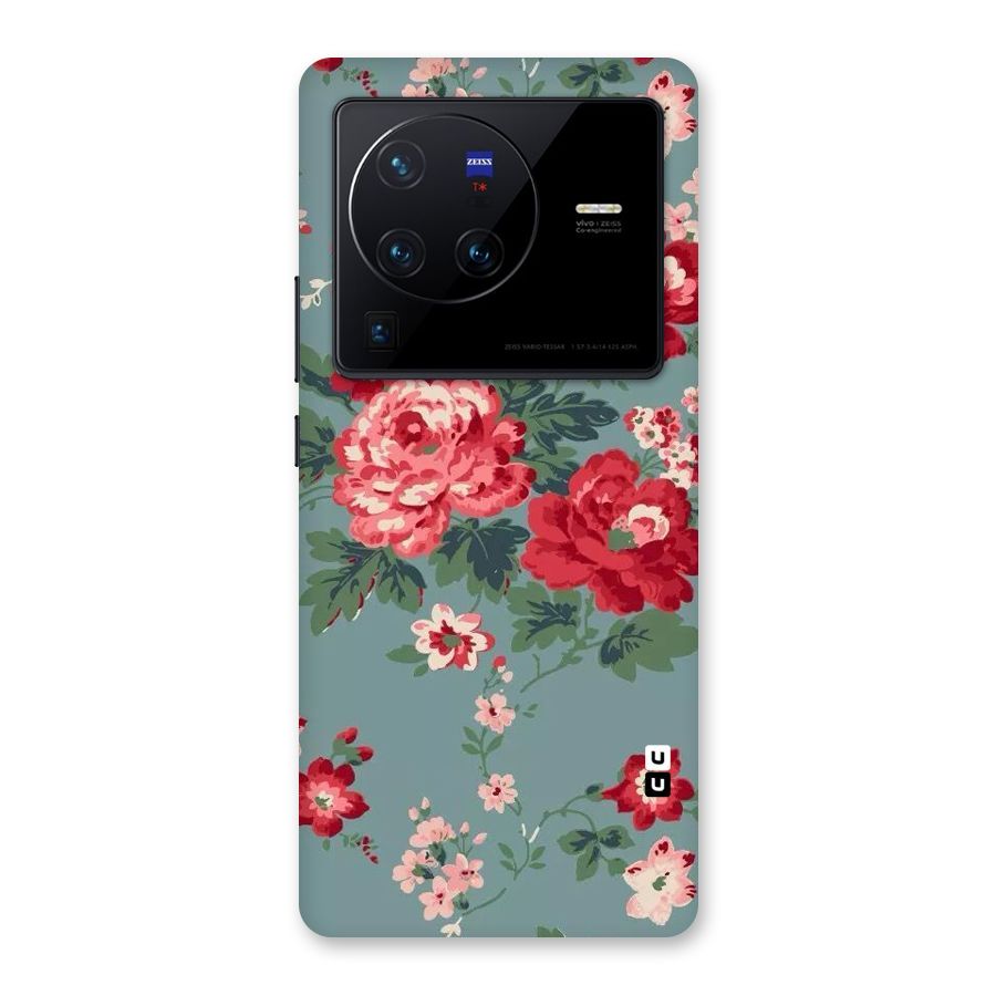 Aesthetic Floral Red Back Case for Vivo X80 Pro