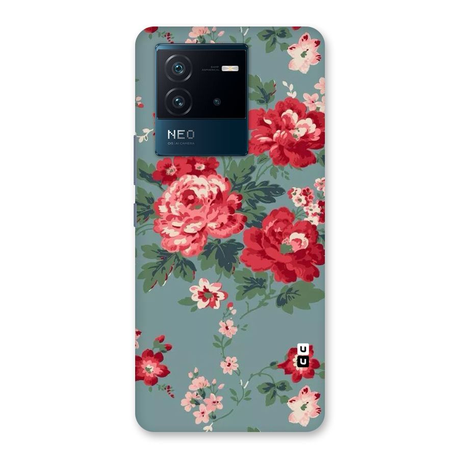 Aesthetic Floral Red Back Case for Vivo iQOO Neo 6 5G