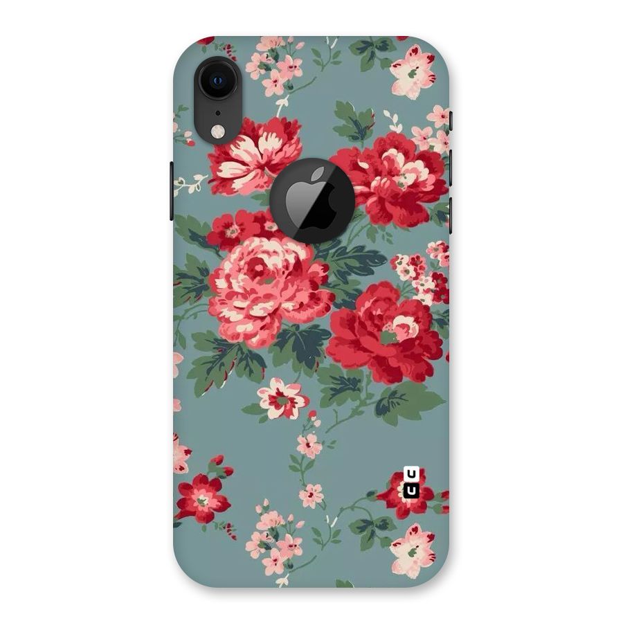 Aesthetic Floral Red Back Case for iPhone XR Logo Cut