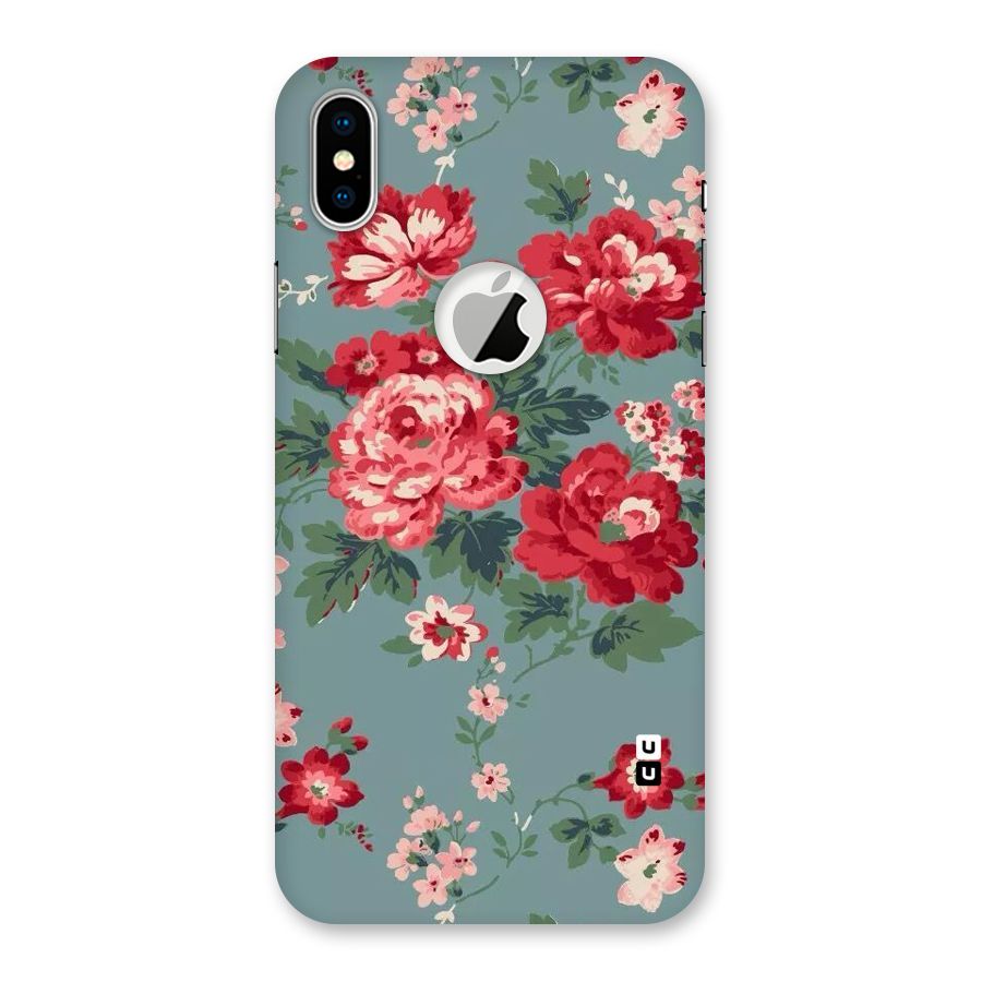 Aesthetic Floral Red Back Case for iPhone X Logo Cut