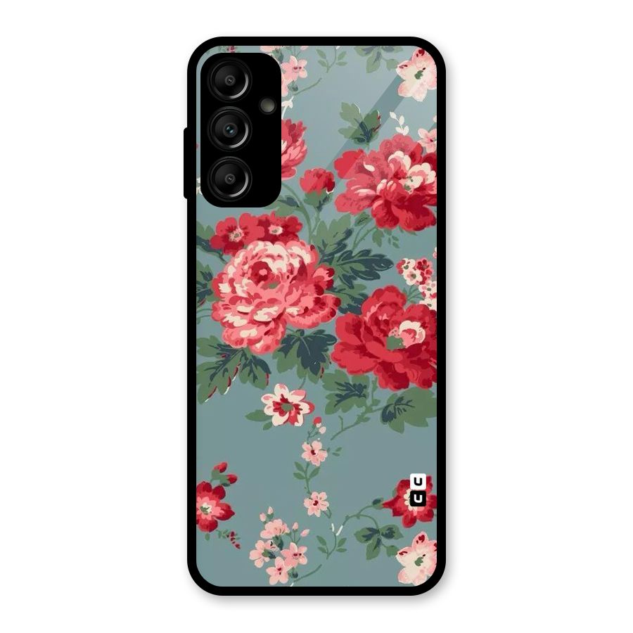 Aesthetic Floral Red Glass Back Case for Galaxy A14 5G
