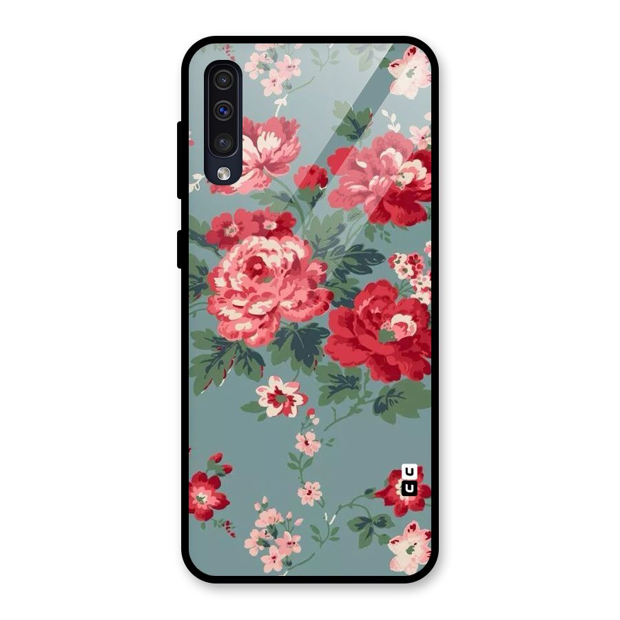 Aesthetic Floral Red Glass Back Case for Galaxy A30s