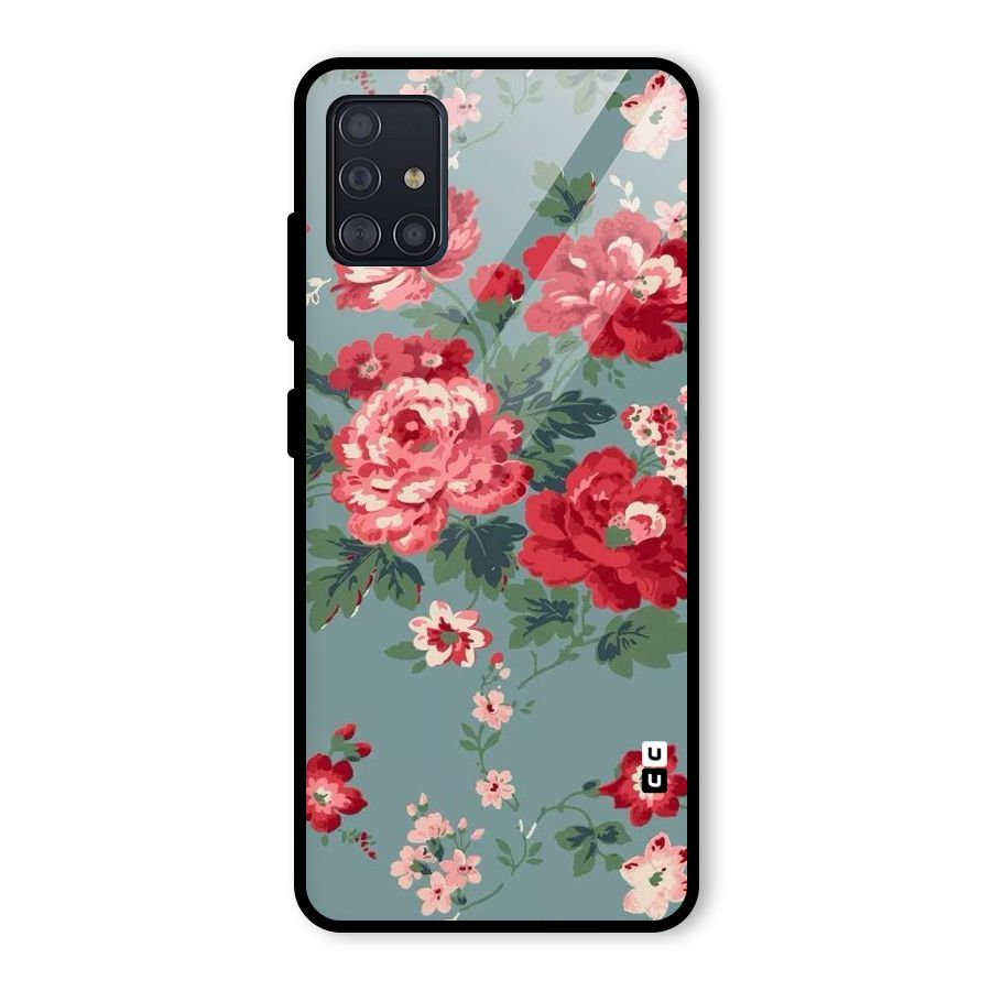 Aesthetic Floral Red Glass Back Case for Galaxy A51