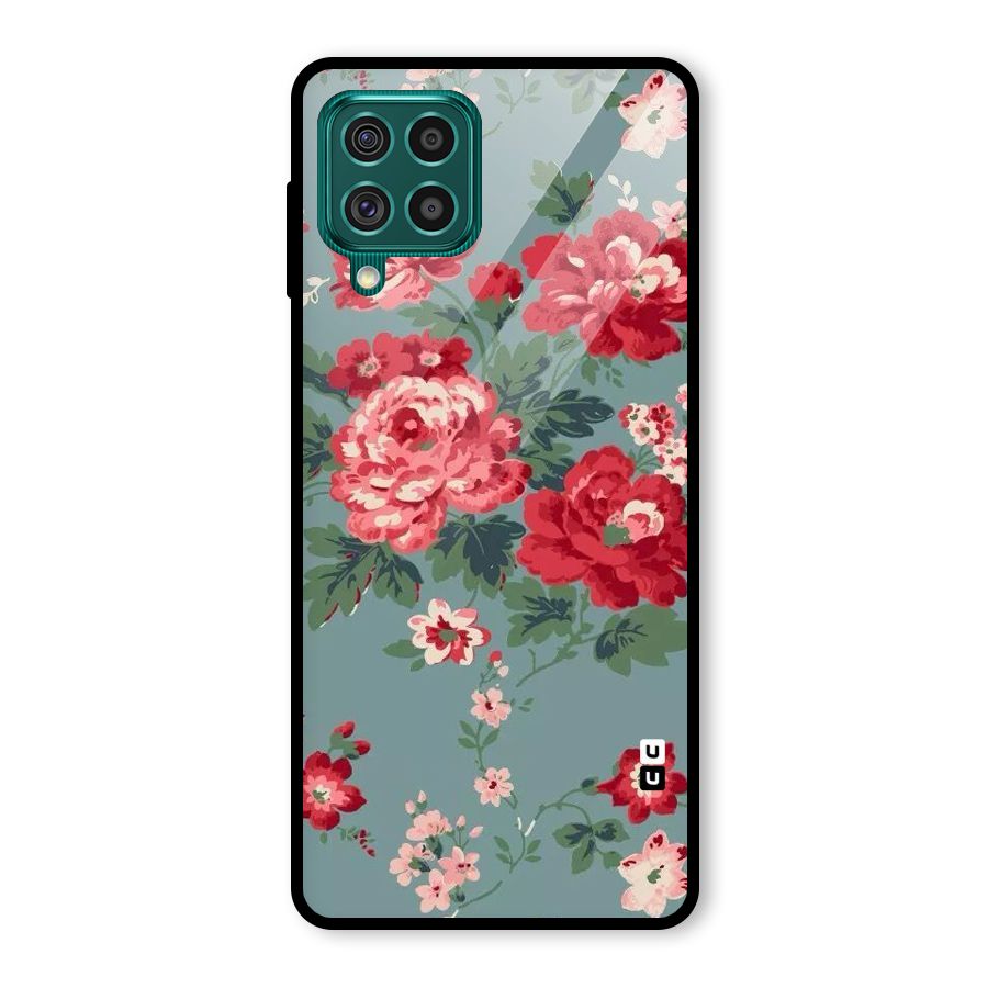 Aesthetic Floral Red Glass Back Case for Galaxy F62