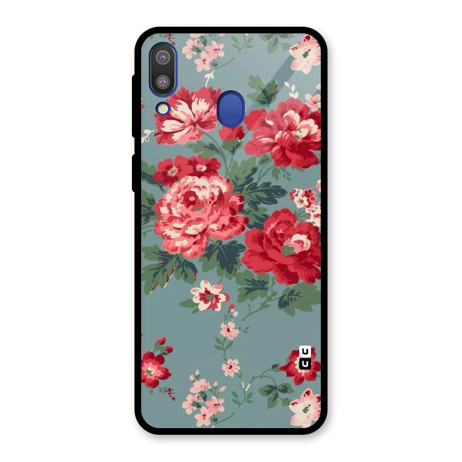 Aesthetic Floral Red Glass Back Case for Galaxy M20