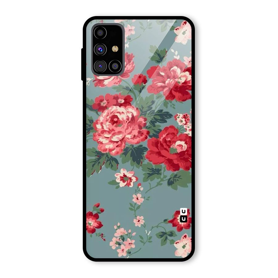 Aesthetic Floral Red Glass Back Case for Galaxy M31s