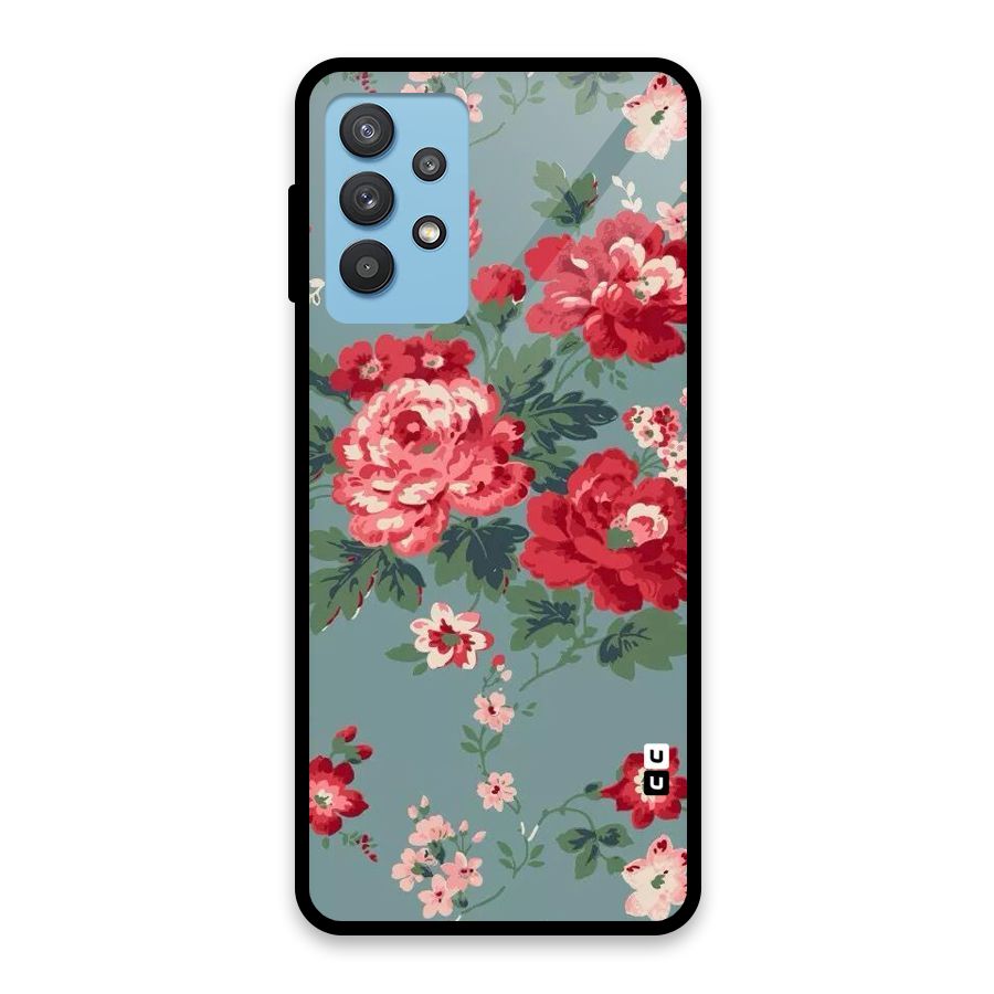Aesthetic Floral Red Glass Back Case for Galaxy M32 5G