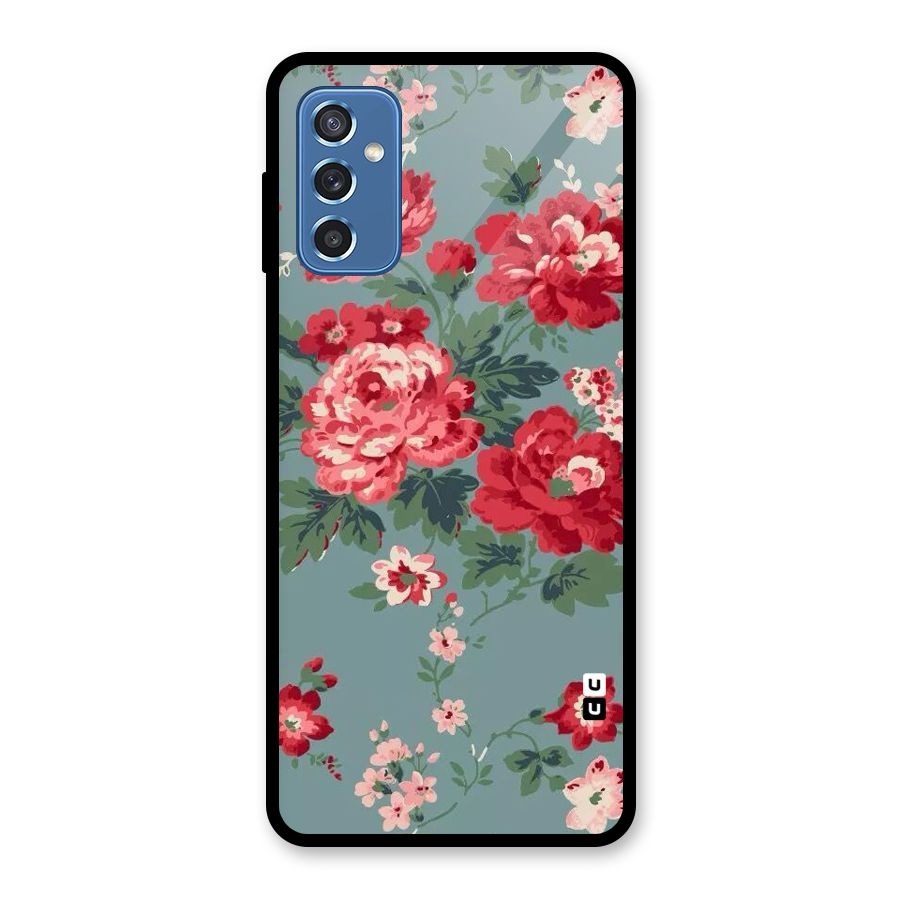 Aesthetic Floral Red Glass Back Case for Galaxy M52 5G