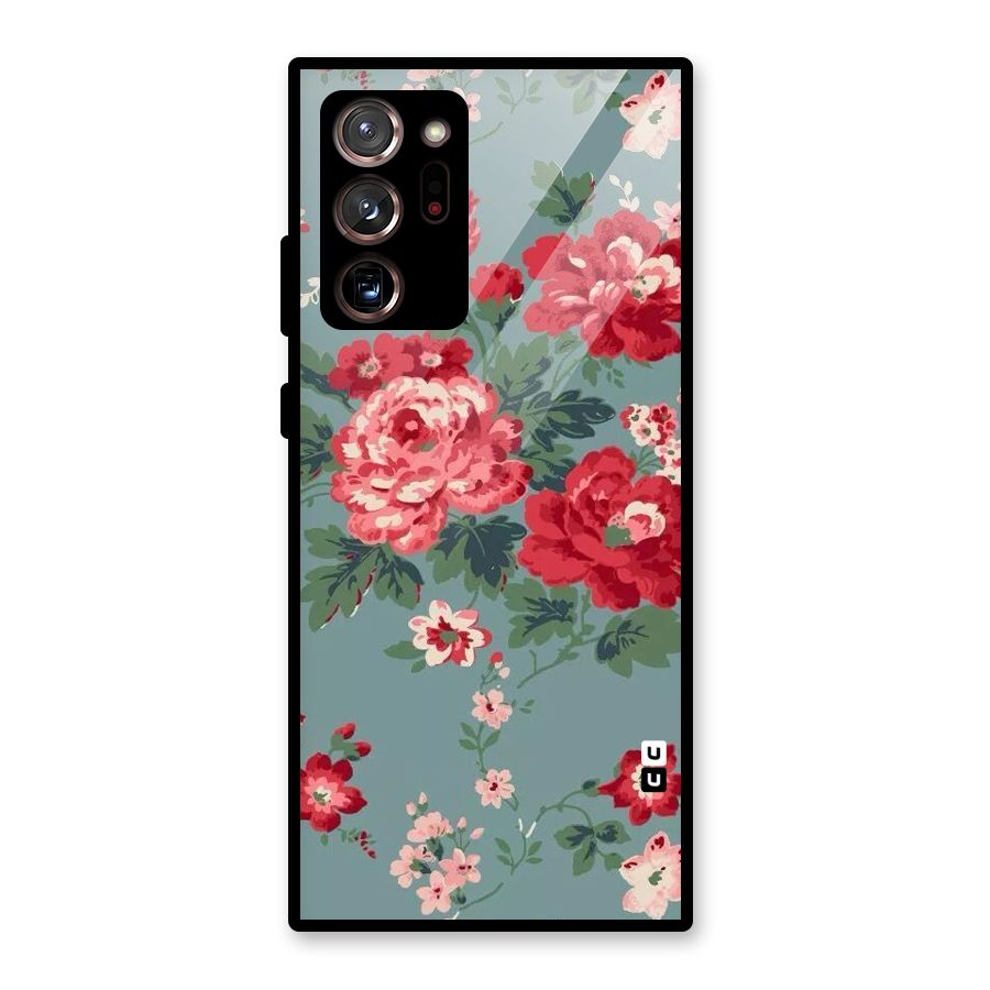 Aesthetic Floral Red Glass Back Case for Galaxy Note 20 Ultra