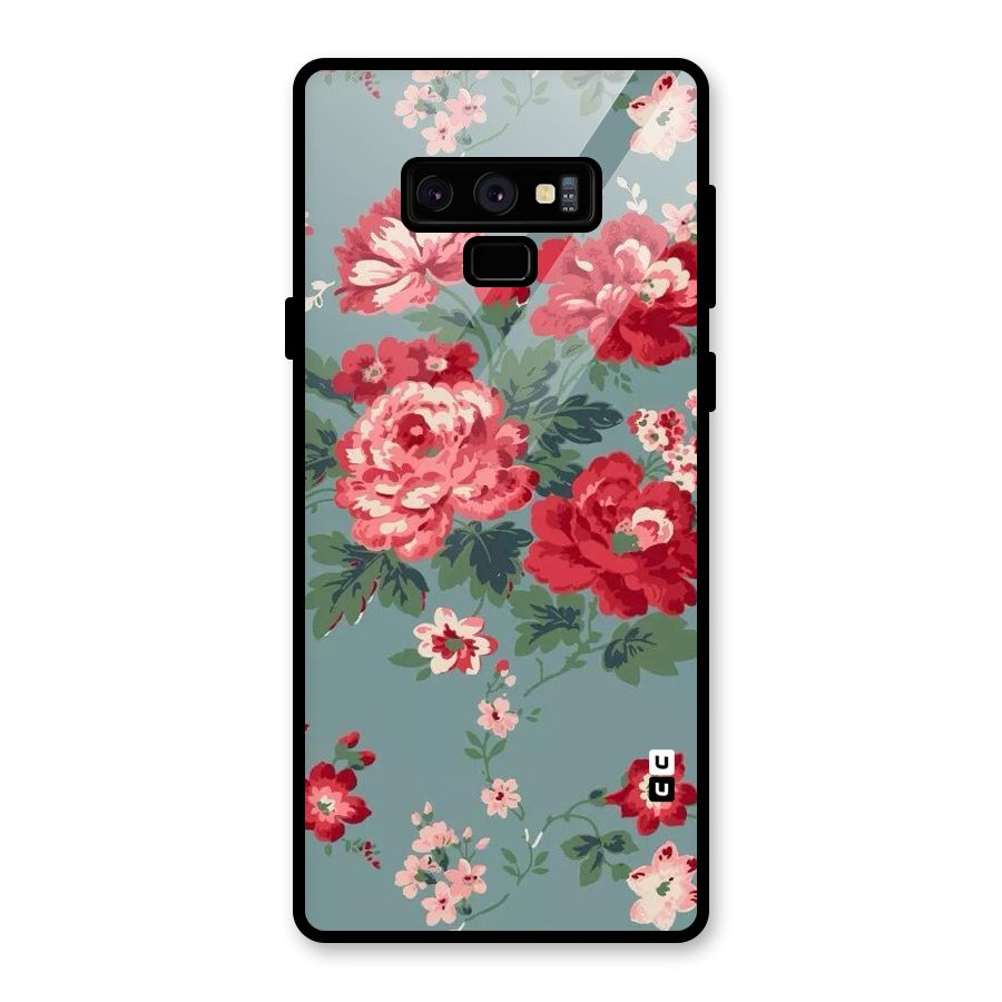 Aesthetic Floral Red Glass Back Case for Galaxy Note 9