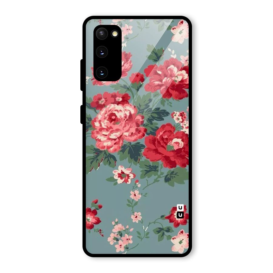 Aesthetic Floral Red Glass Back Case for Galaxy S20 FE
