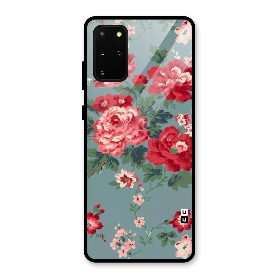 Aesthetic Floral Red Glass Back Case for Galaxy S20 Plus