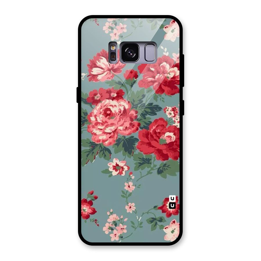 Aesthetic Floral Red Glass Back Case for Galaxy S8
