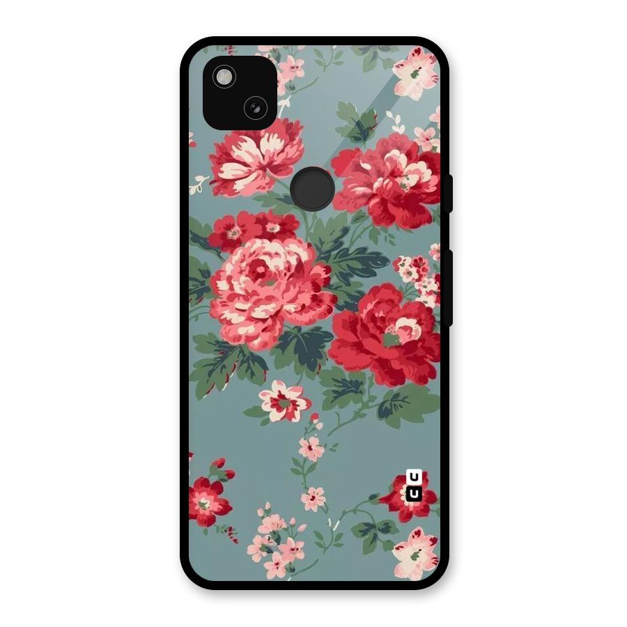 Aesthetic Floral Red Glass Back Case for Google Pixel 4a