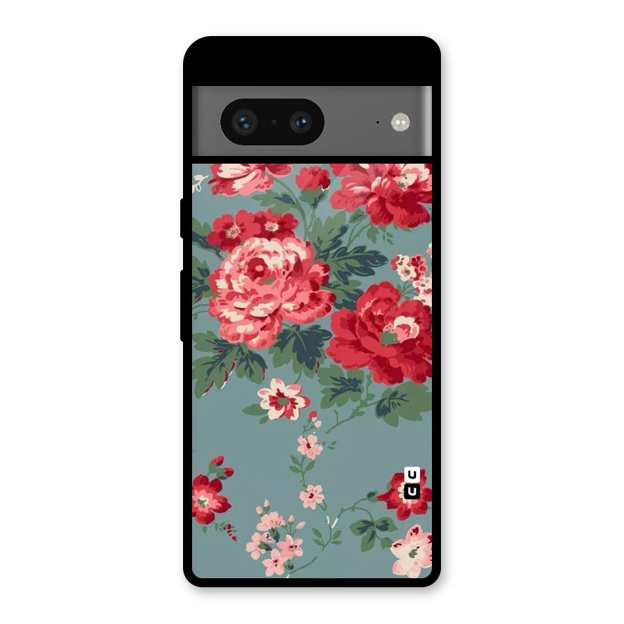 Aesthetic Floral Red Glass Back Case for Google Pixel 7