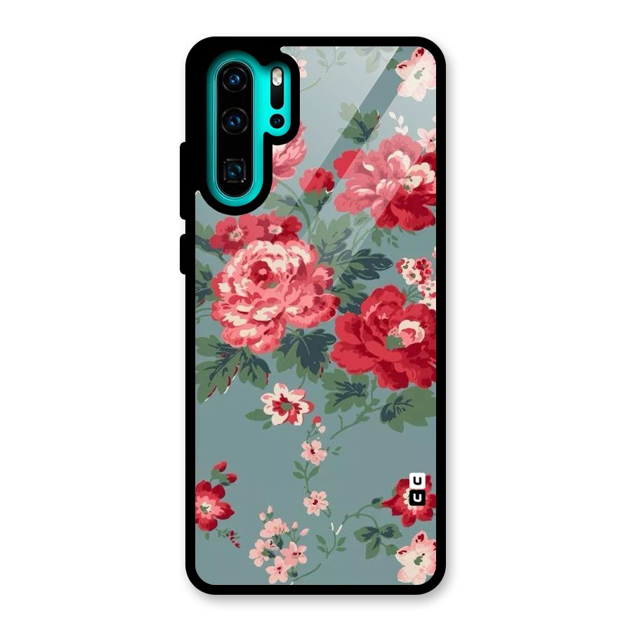 Aesthetic Floral Red Glass Back Case for Huawei P30 Pro