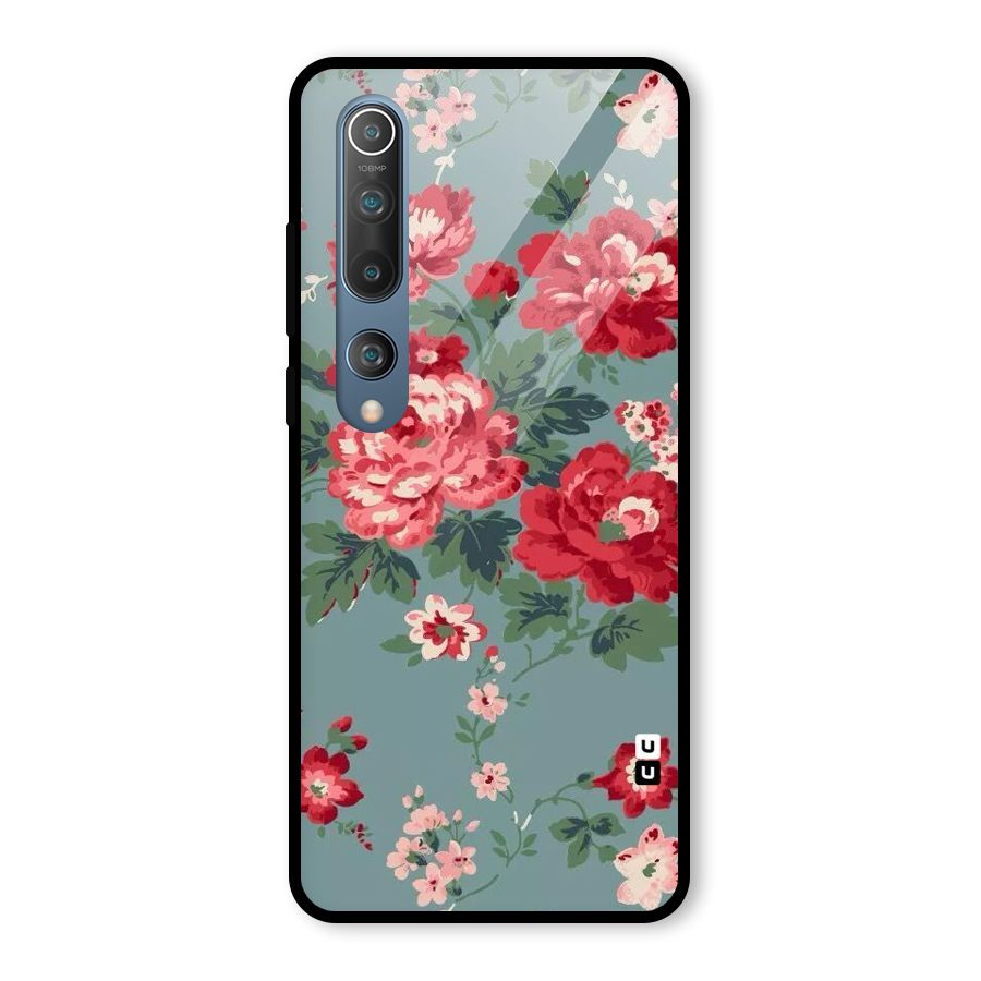 Aesthetic Floral Red Glass Back Case for Mi 10