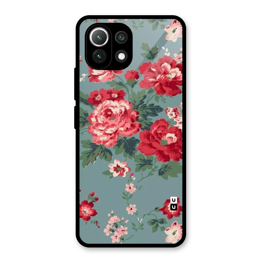 Aesthetic Floral Red Glass Back Case for Mi 11 Lite