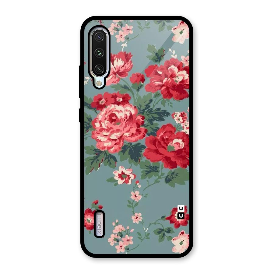 Aesthetic Floral Red Glass Back Case for Mi A3